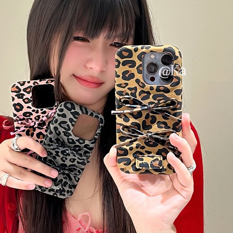 Case Bow Phone Print Leopard