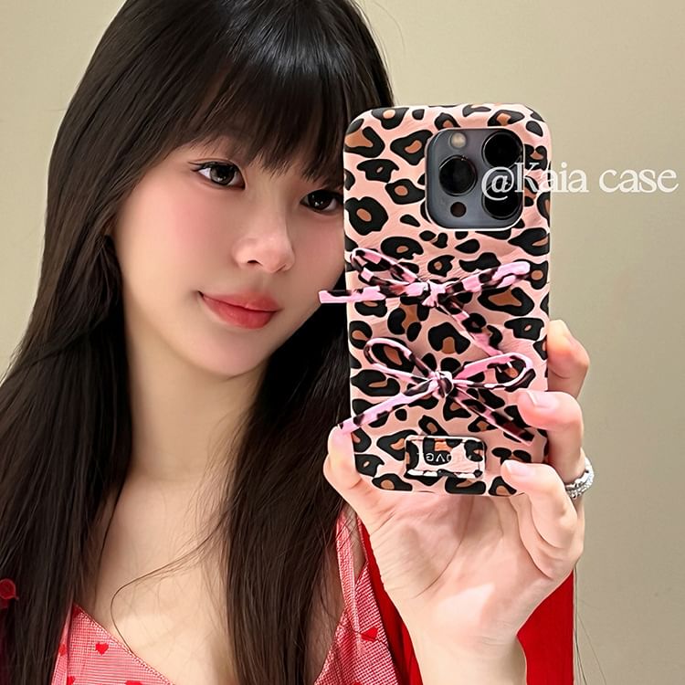 Case Bow Phone Print Leopard