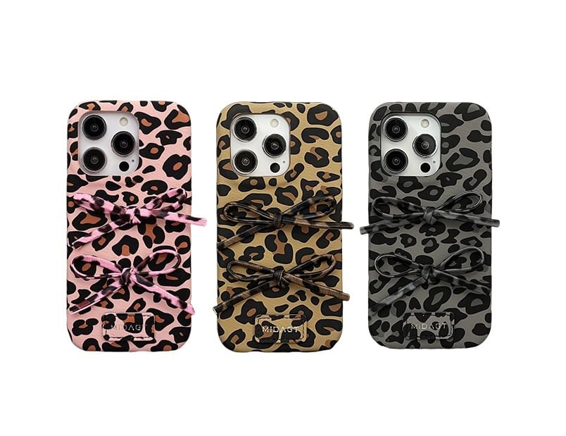 Case Bow Phone Print Leopard