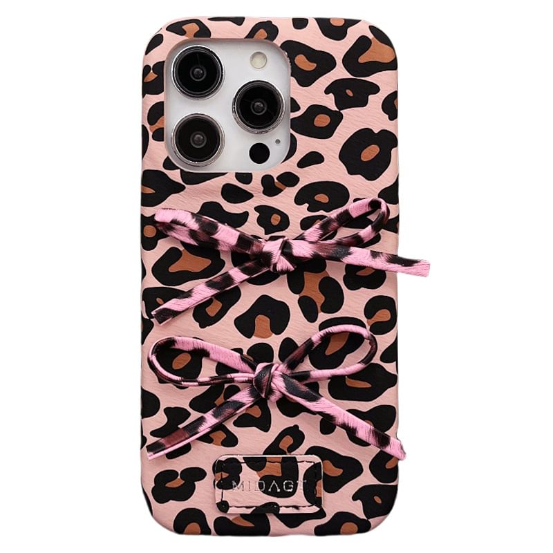 Case Bow Phone Print Leopard