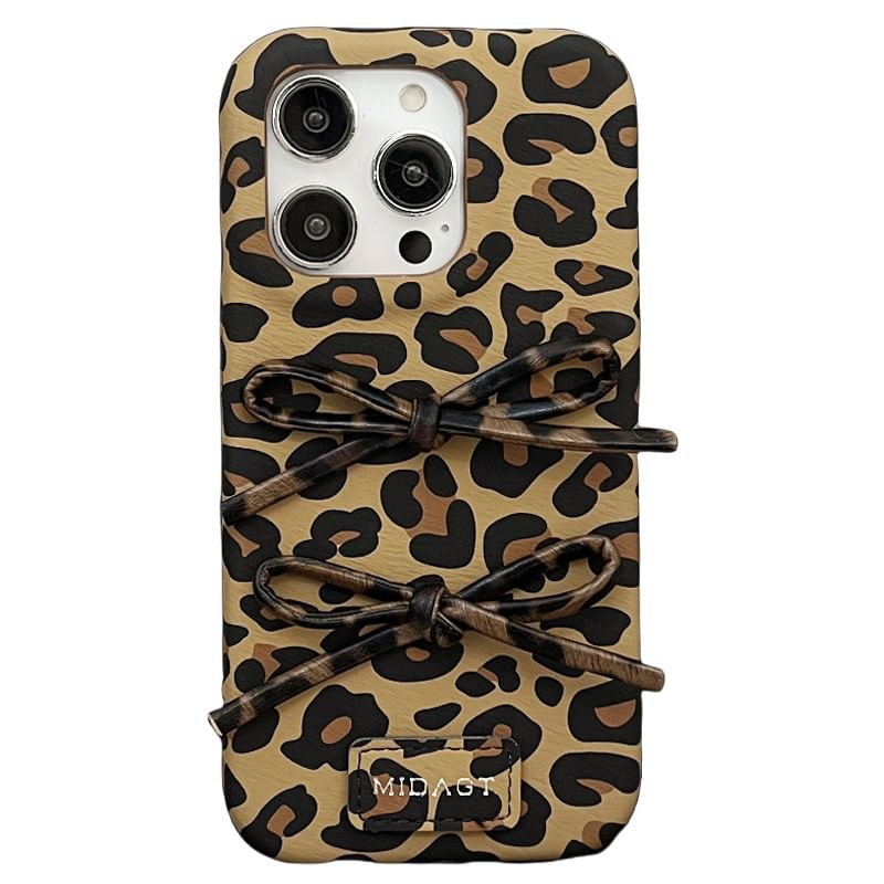 Case Bow Phone Print Leopard