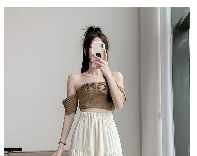 Plain Maxi Rise High Skirt A-Line