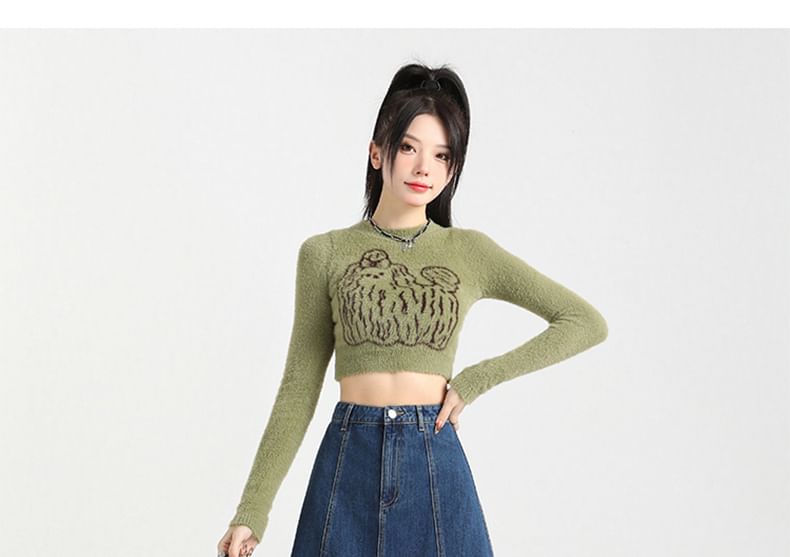 High Midi Skirt Stitching Rise Denim Contrast A-Line