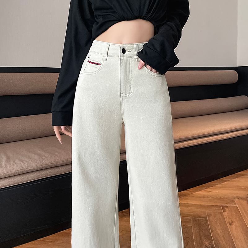 Wide Jeans Trim High Leg Contrast Rise