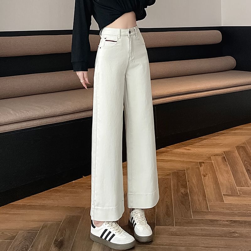 Wide Jeans Trim High Leg Contrast Rise