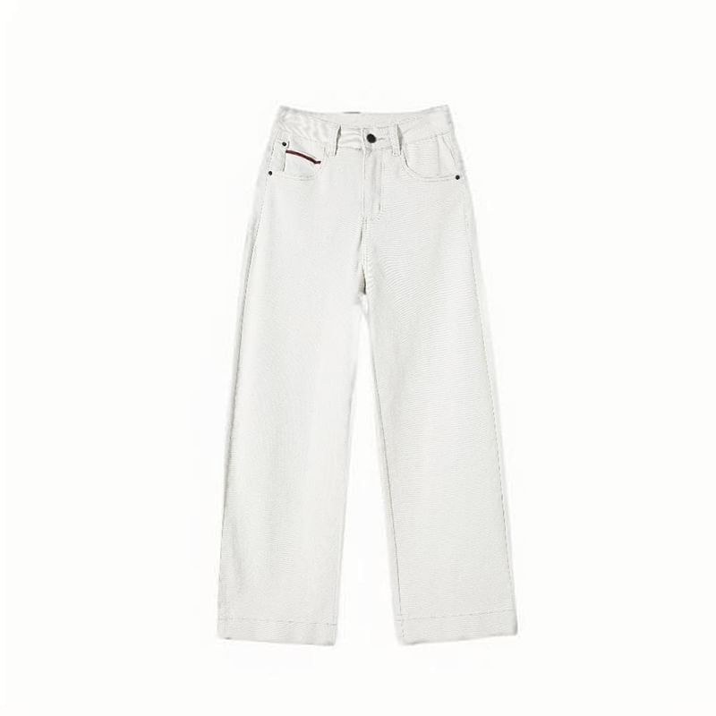Wide Jeans Trim High Leg Contrast Rise