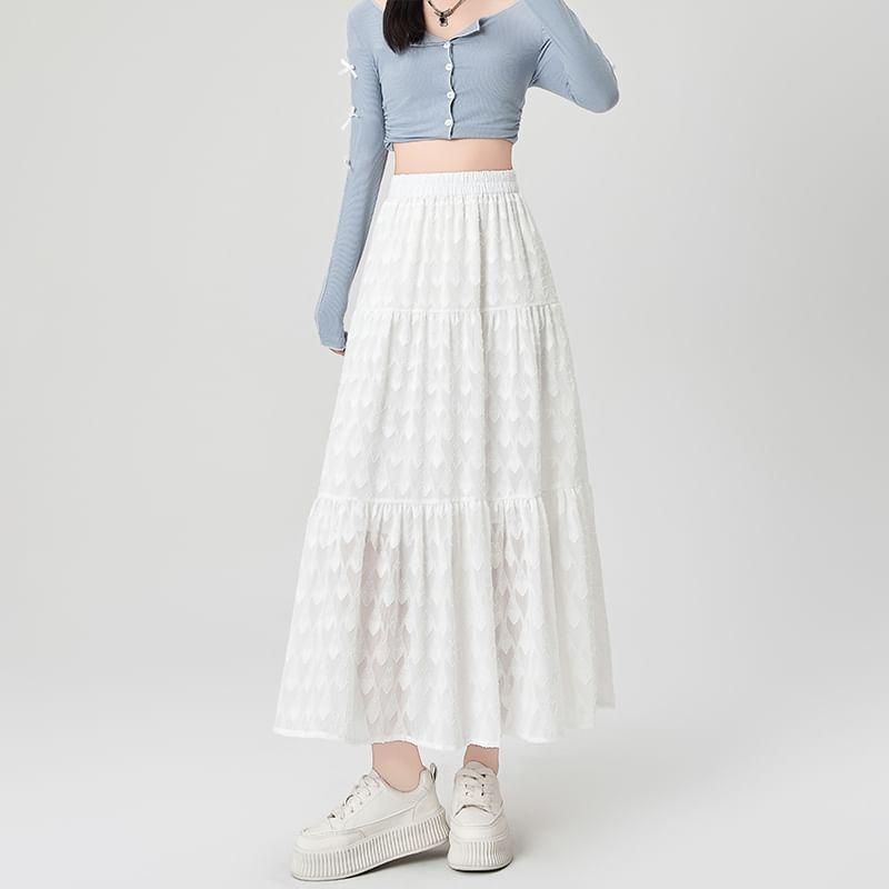 Skirt A-Line High Waist Patterned Midi