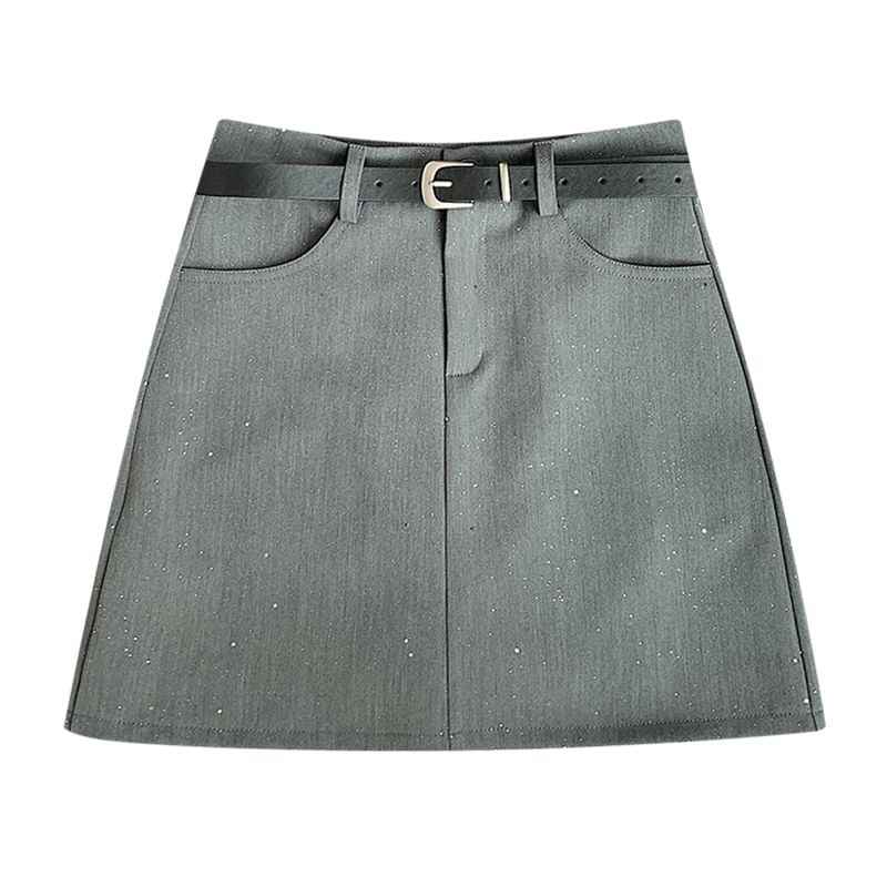 High Mini Skirt A-Line Waist Sequin