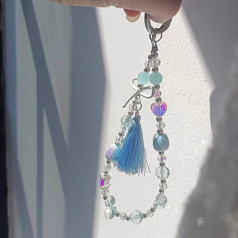 with Lanyard Faux Crystal Bow Strap Phone Pad