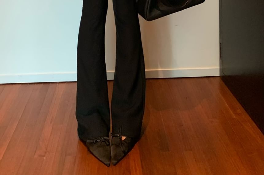 High Pants Flared Plain Rise