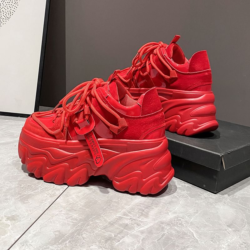 Sneakers Lace-Up Lettering Platform