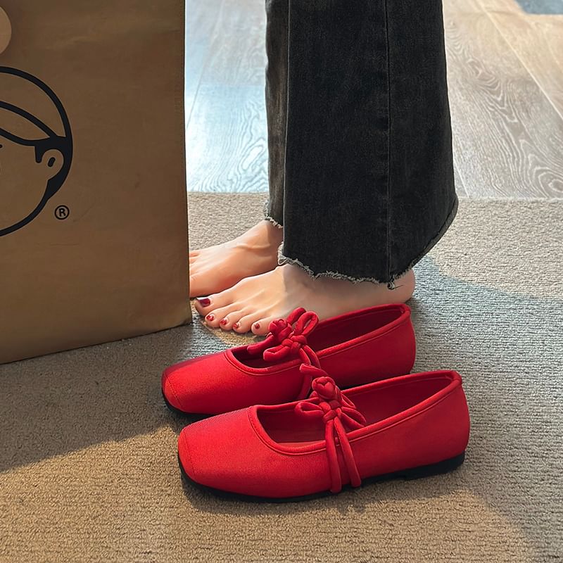 Jane Frog Flats Toe Square Plain Buttoned Mary