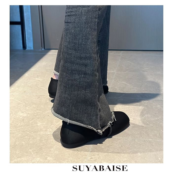 Jane Frog Flats Toe Square Plain Buttoned Mary