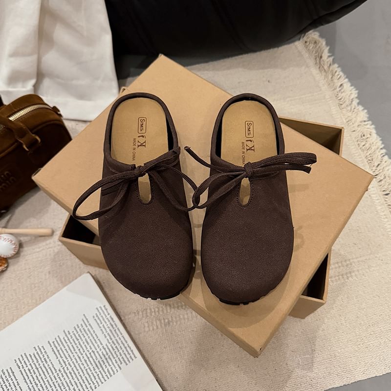 Bow Accent Plain Platform Mules