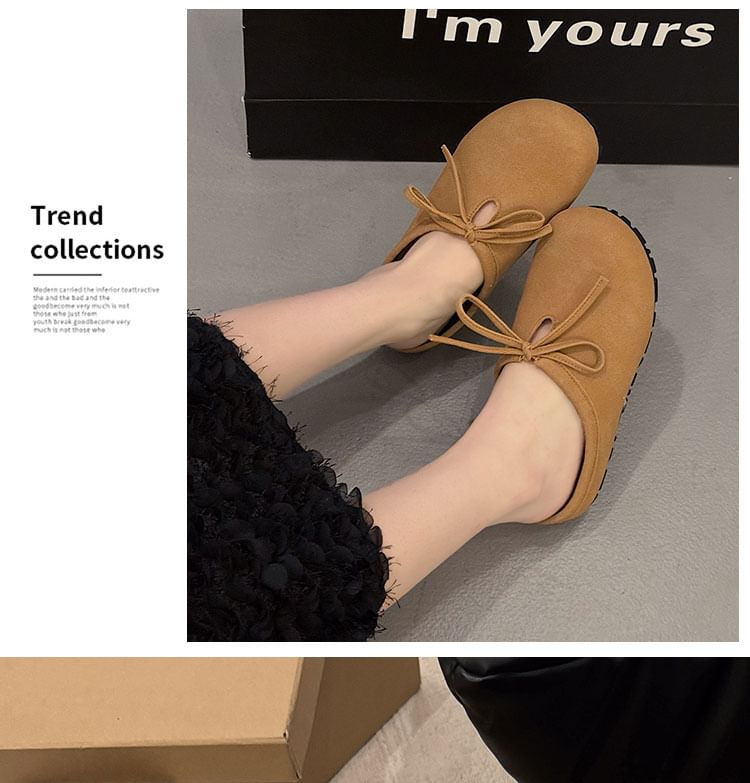 Bow Accent Plain Platform Mules