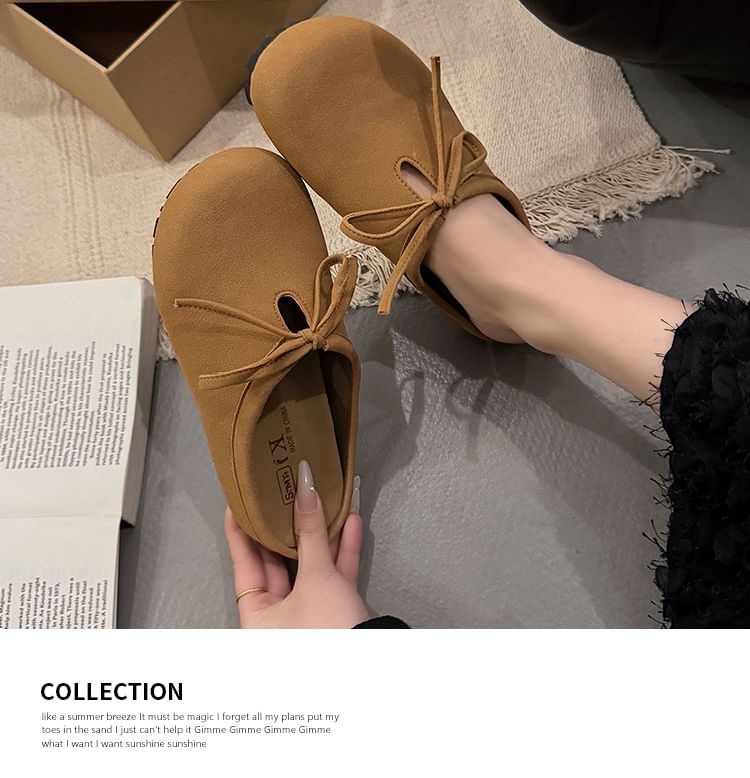 Bow Accent Plain Platform Mules