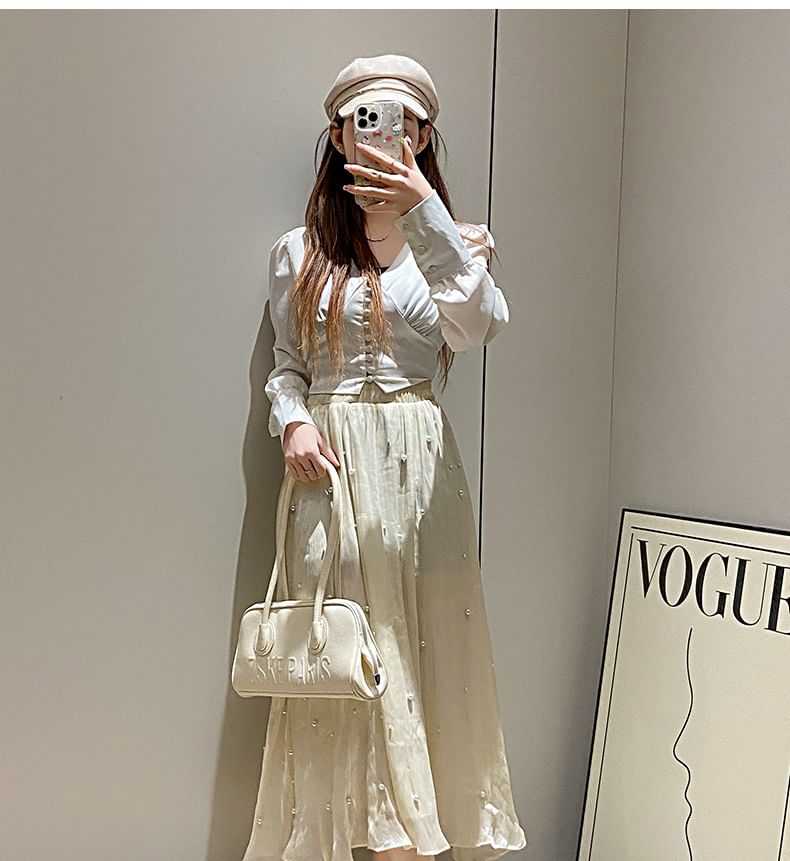 Heel Toe Pumps Faux Mary Pearl Accent Chunky Cap Jane