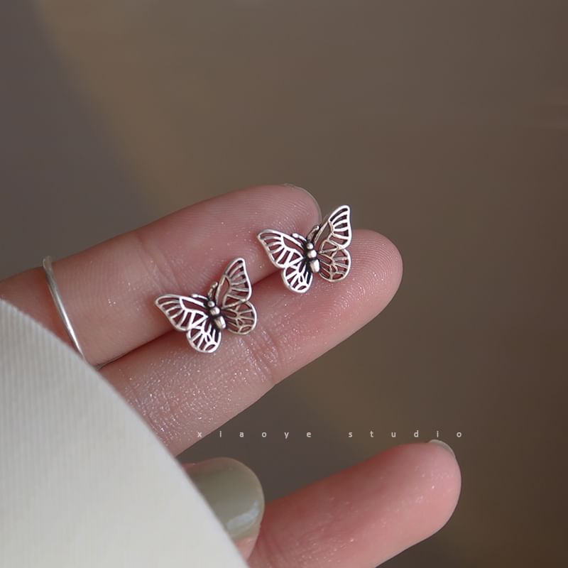 Sterling Butterfly Silver Earring Stud S925