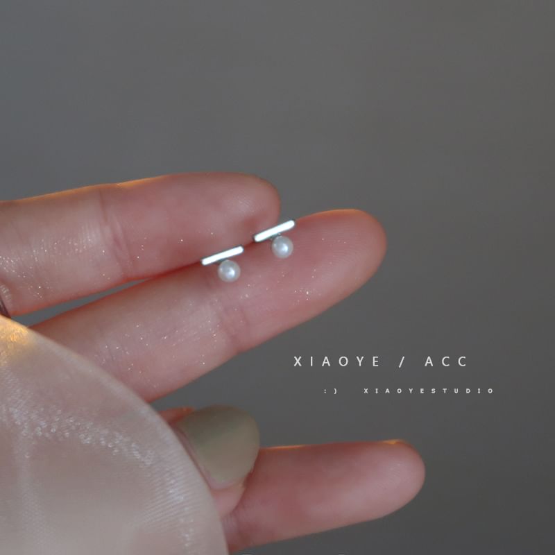 Sterling S925 Earring Stud Faux Pearl Silver