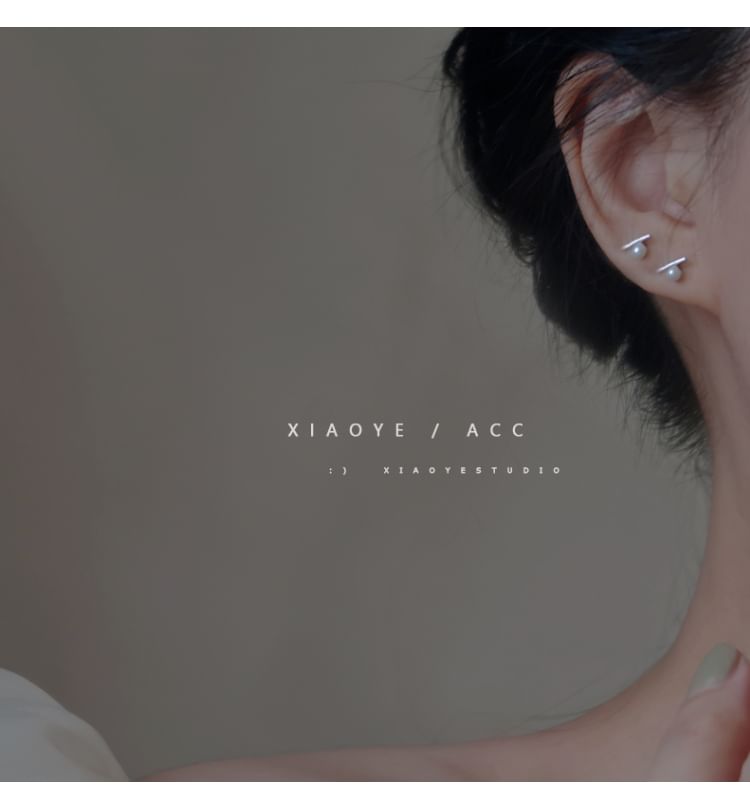 Sterling S925 Earring Stud Faux Pearl Silver