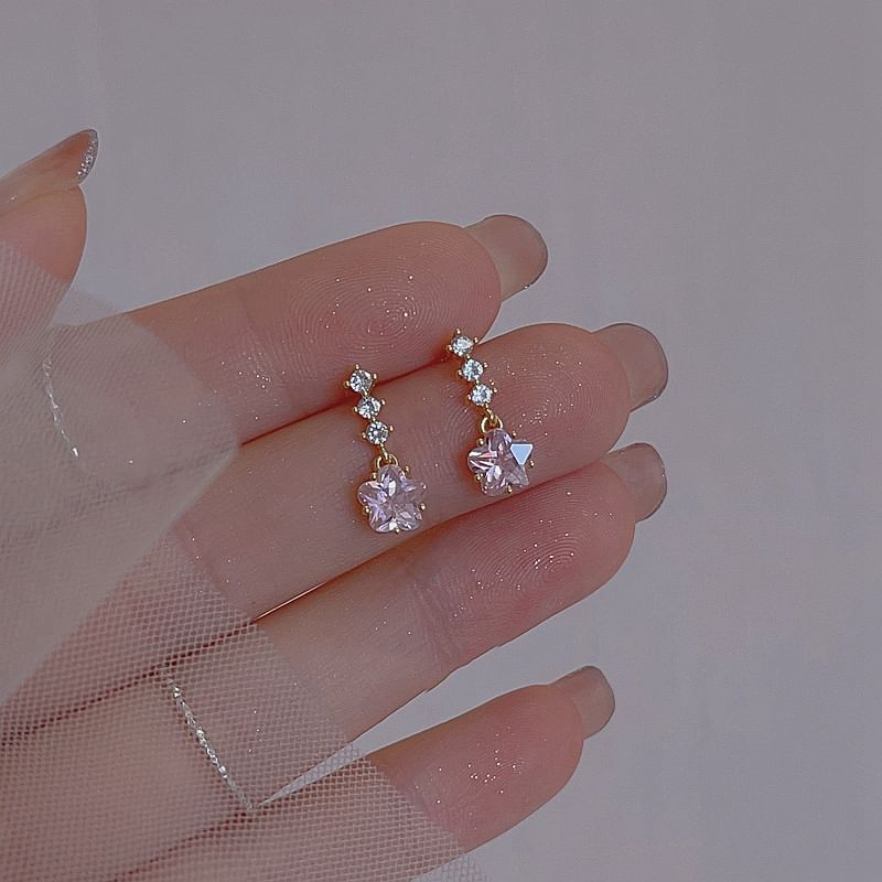 Earring Alloy Rhinestone Dangle Star