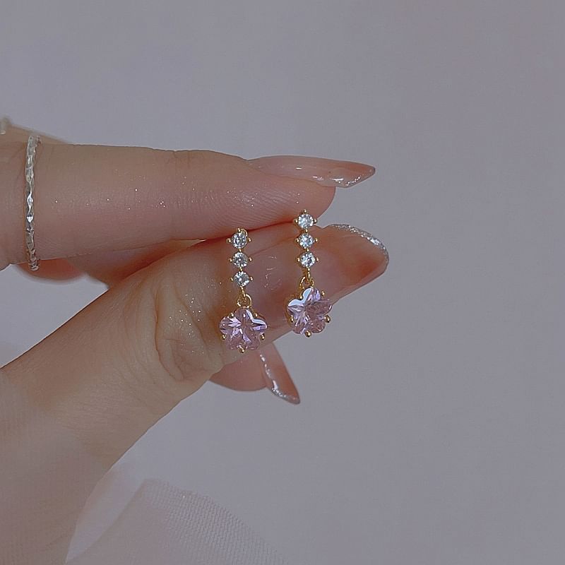 Earring Alloy Rhinestone Dangle Star