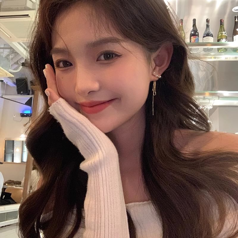 Pearl Threader Faux Alloy Earring