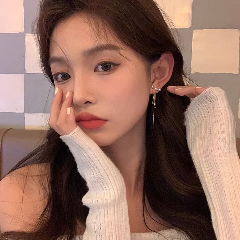 Pearl Threader Faux Alloy Earring