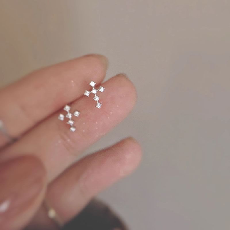 Earring Rhinestone Alloy Cross Stud