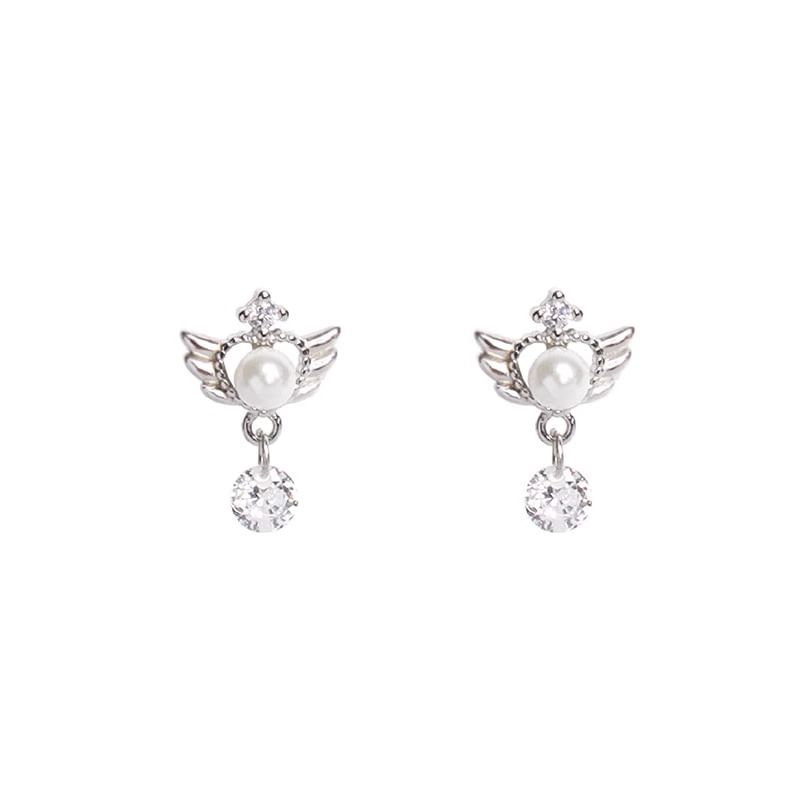 Drop Alloy Faux Wings Earring Pearl