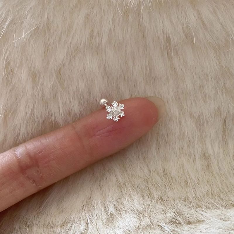 Earring Barbell Snowflake Alloy