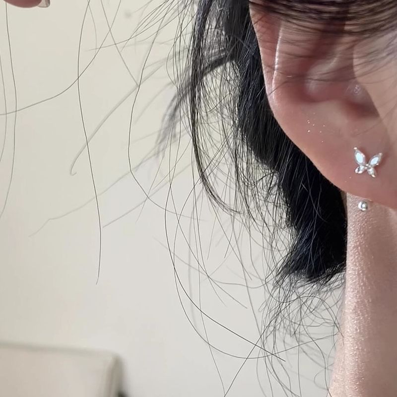 Butterfly Ear Alloy Rhinestone Jacket