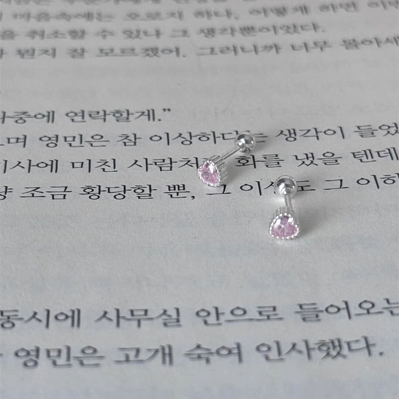 Rhinestone Stud Alloy Earring Heart