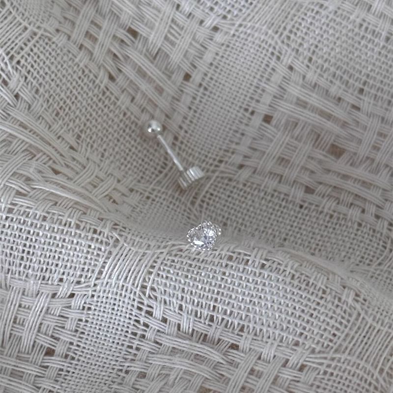 Rhinestone Stud Alloy Earring Heart