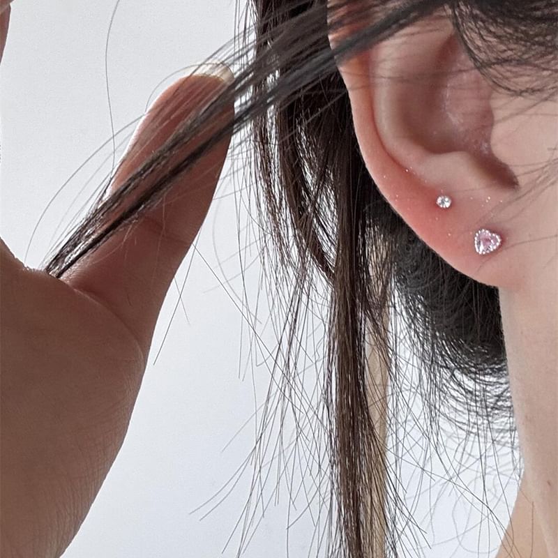Rhinestone Stud Alloy Earring Heart