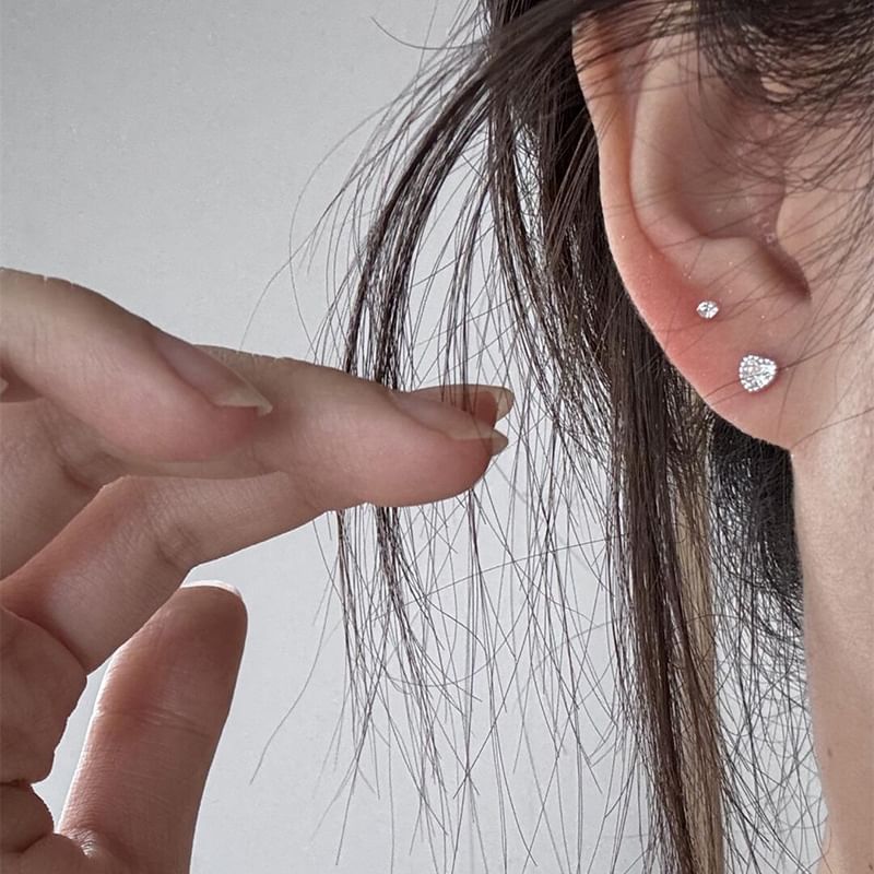 Rhinestone Stud Alloy Earring Heart