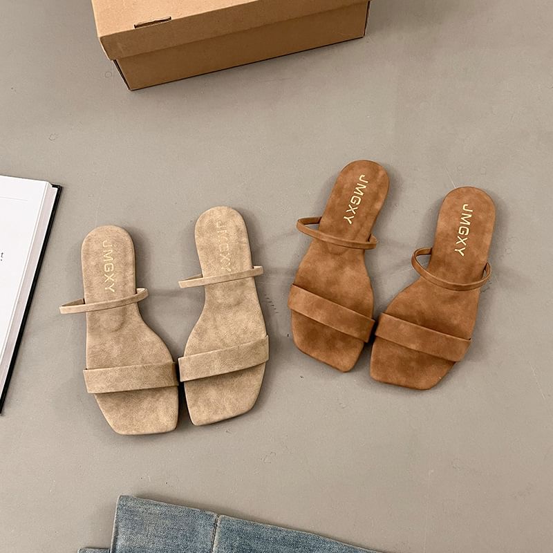 Square Slide Toe Plain Sandals