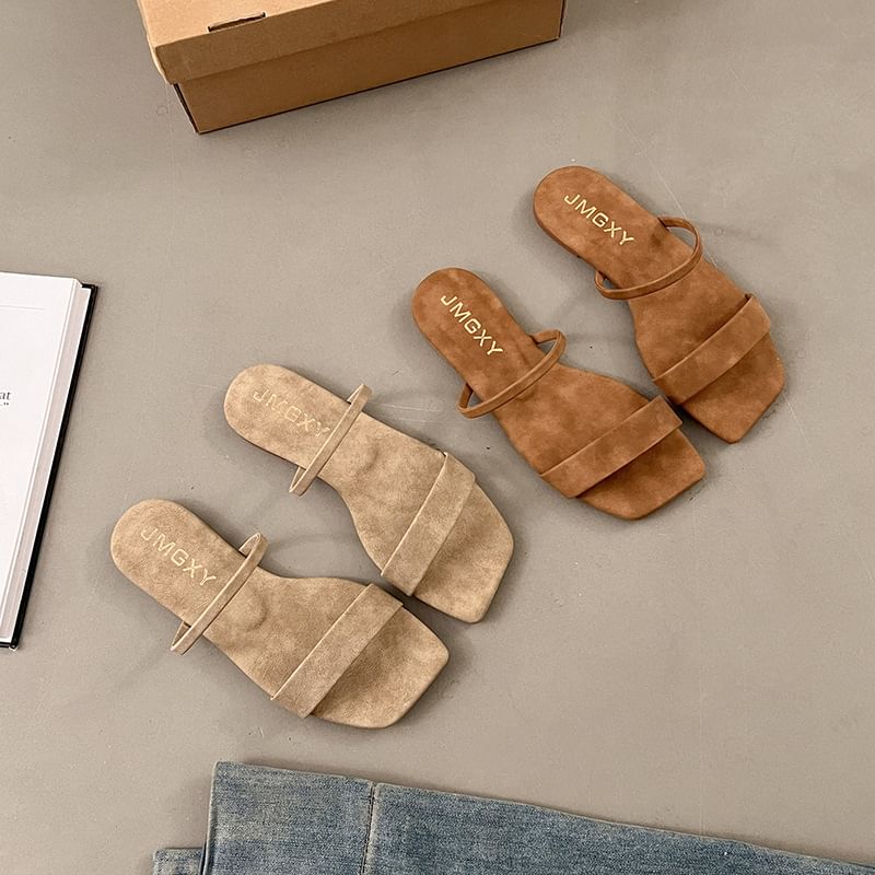 Square Slide Toe Plain Sandals