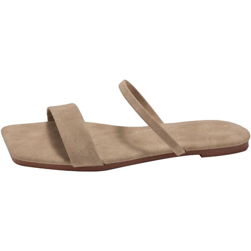 Square Slide Toe Plain Sandals