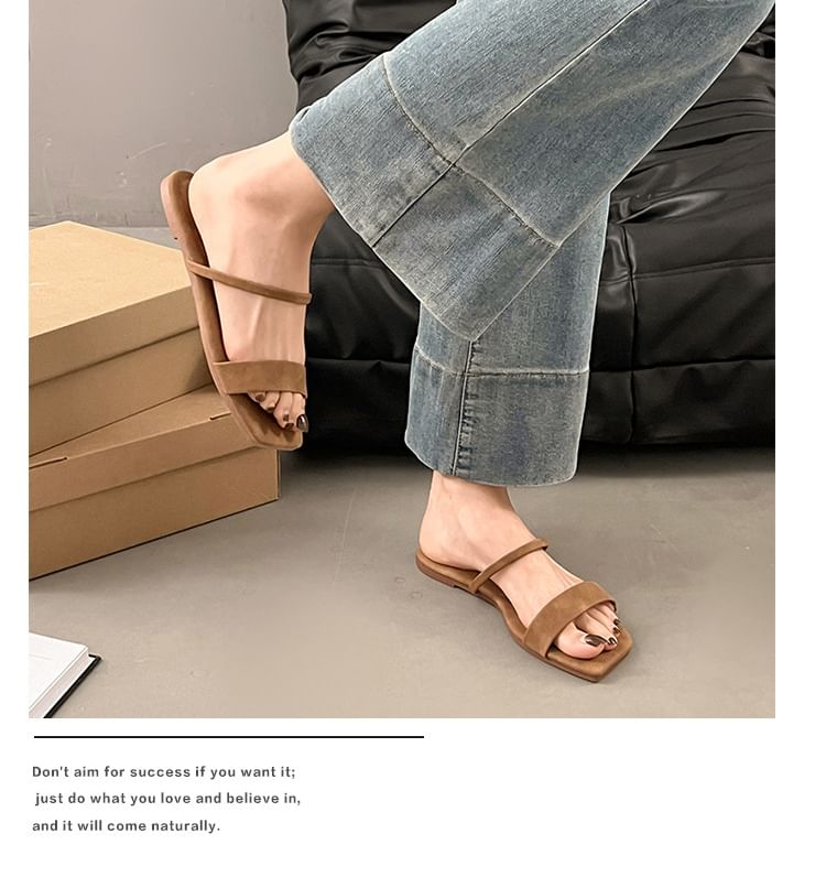 Square Slide Toe Plain Sandals