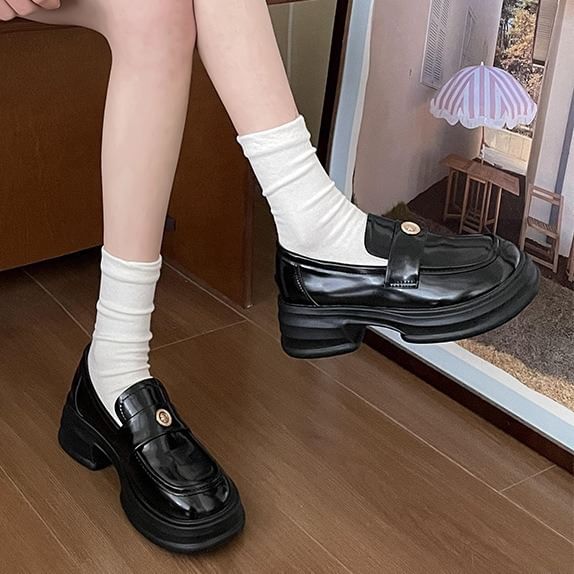 Platform Penny Loafers Buckled