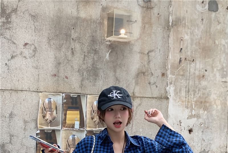 Shirt Collared Up Button Plaid Long-Sleeve