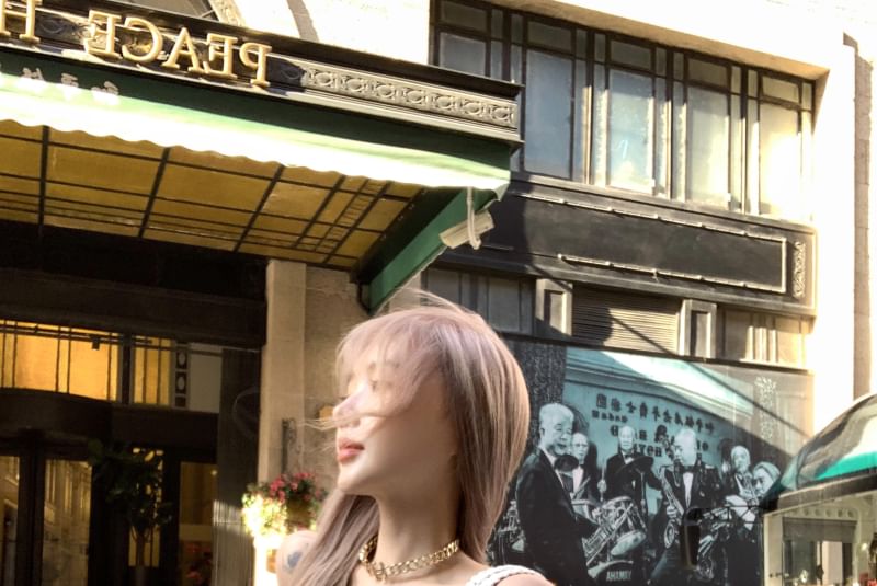 Strapless / Top Flared Side-Slit Plain Drawstring Pants Waist High Asymmetrical