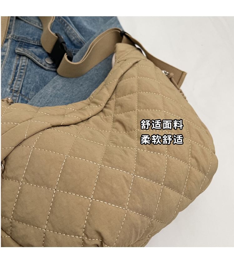 Nylon Zip Quilted Crossbody Bag Plain