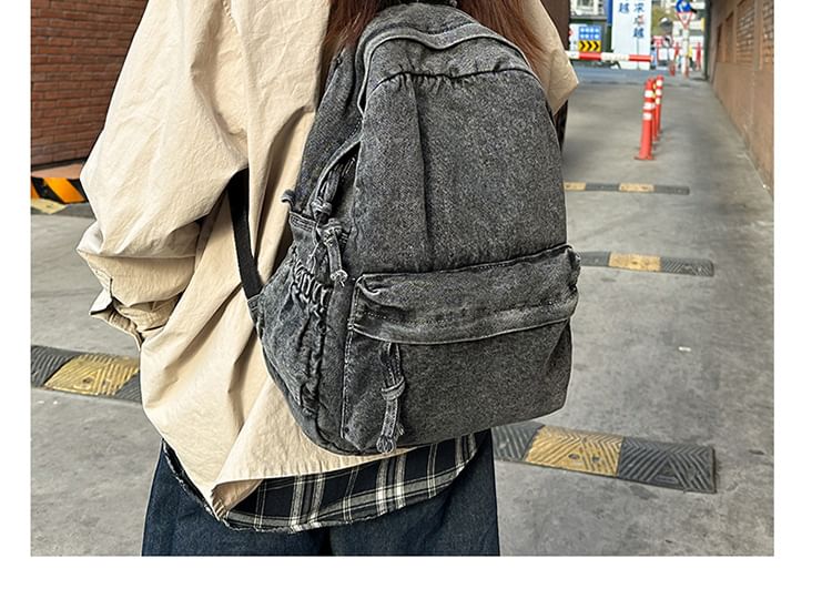 Denim Washed Backpack Zip