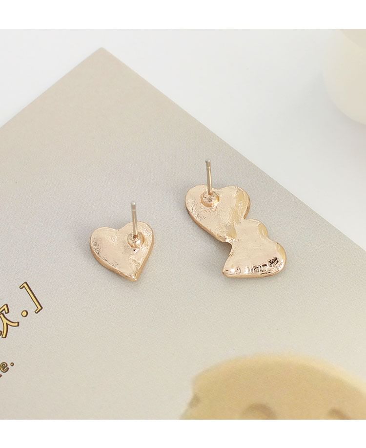 Stud Earring Heart Asymmetrical Ear Clip-On /
