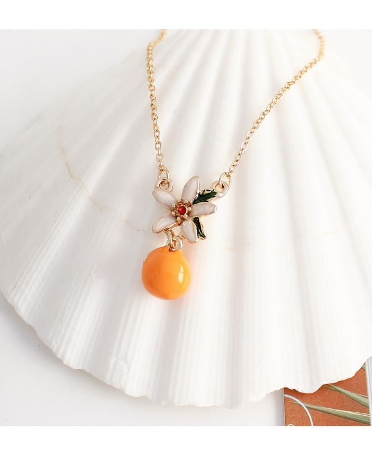 Rhinestone Earring Flower Drop / Clip-On