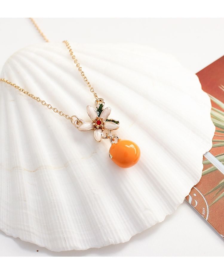 Rhinestone Earring Flower Drop / Clip-On