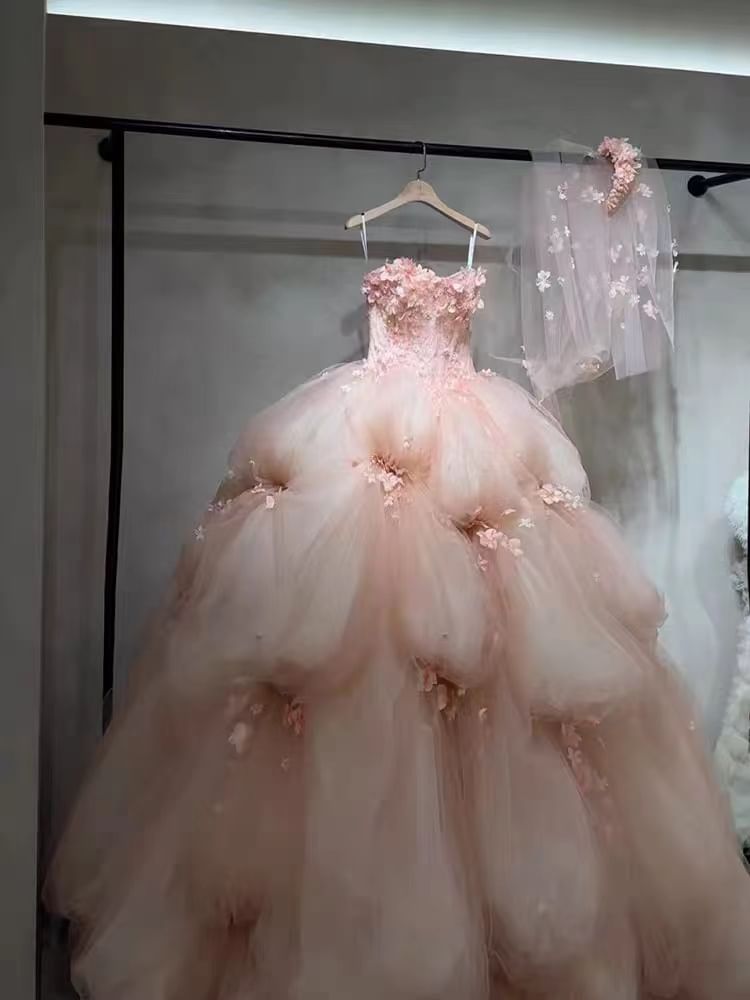 Strapless Lace Embroidered Wedding Ball Gown