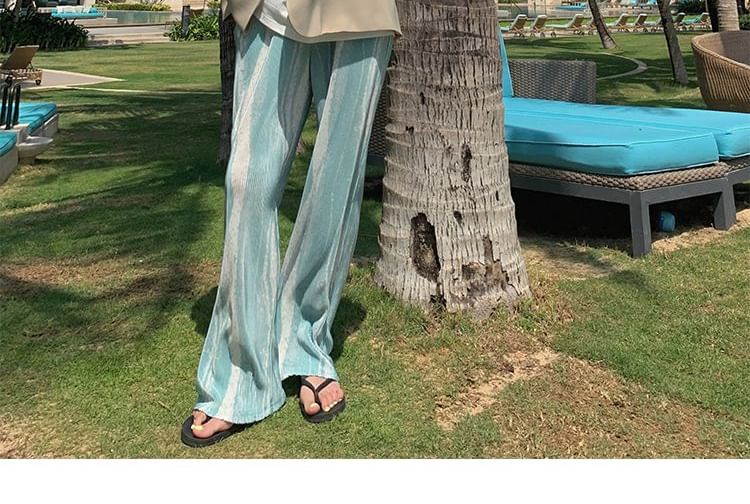 Wide Leg Rise High Patterned Pants Pleated Print